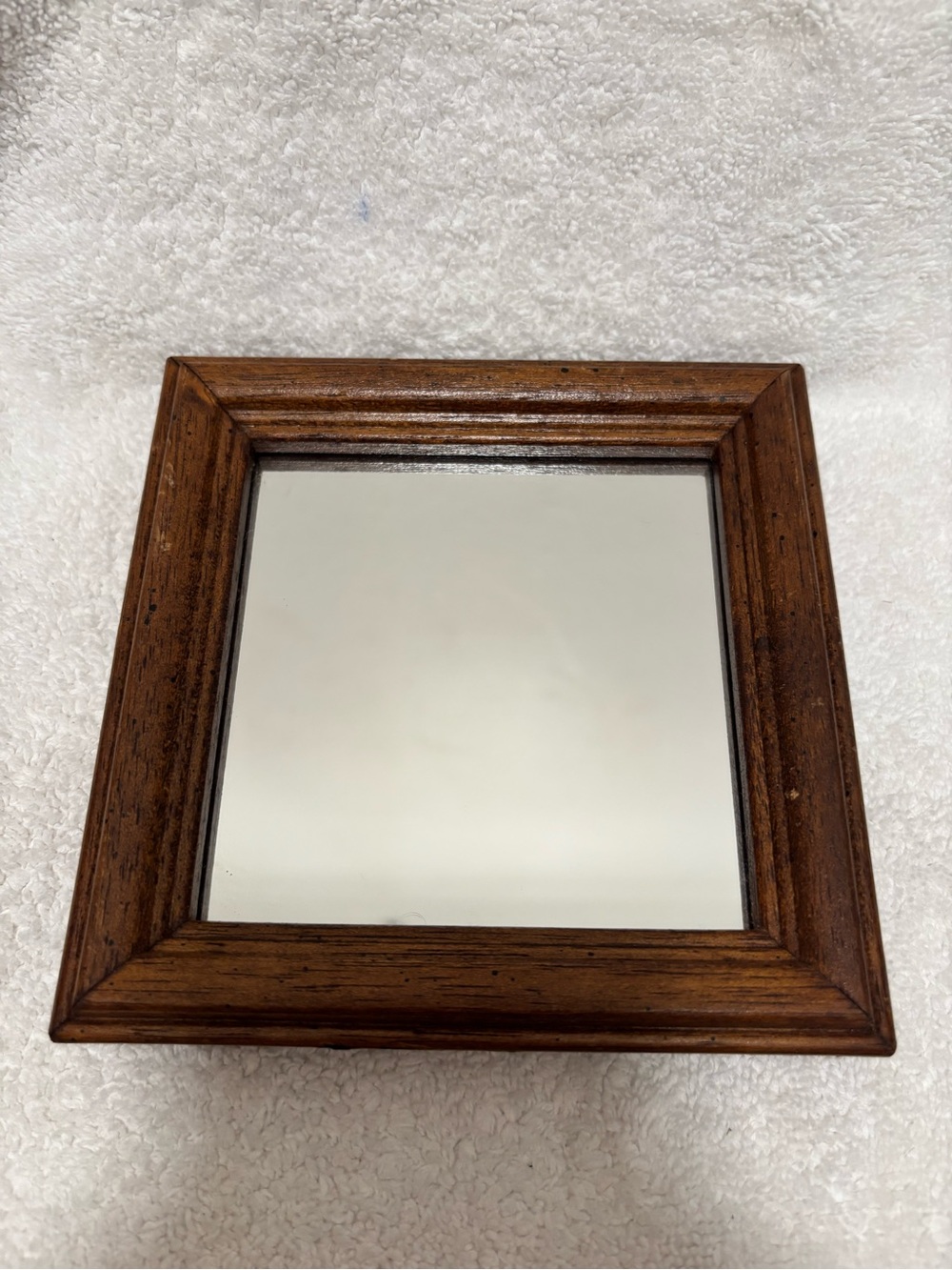 Small vintage Classic Brown Wood Framed Wall Mirror